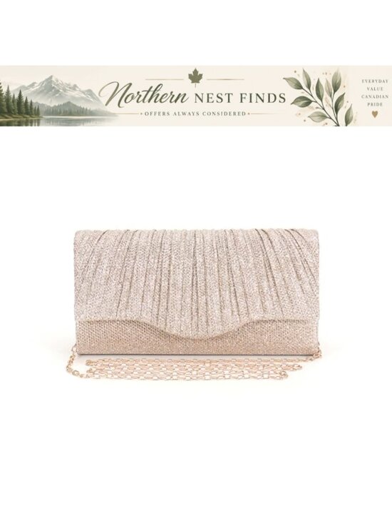 Handbags - Glitter Clutch Purse with Removable Chain Evening Bag Formal Envelope Handbag